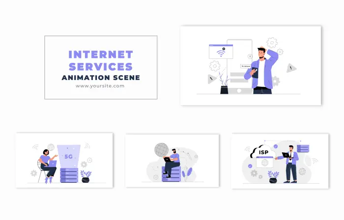 The Symphony of Internet Services in Everyday Existence Vector Animation Scene